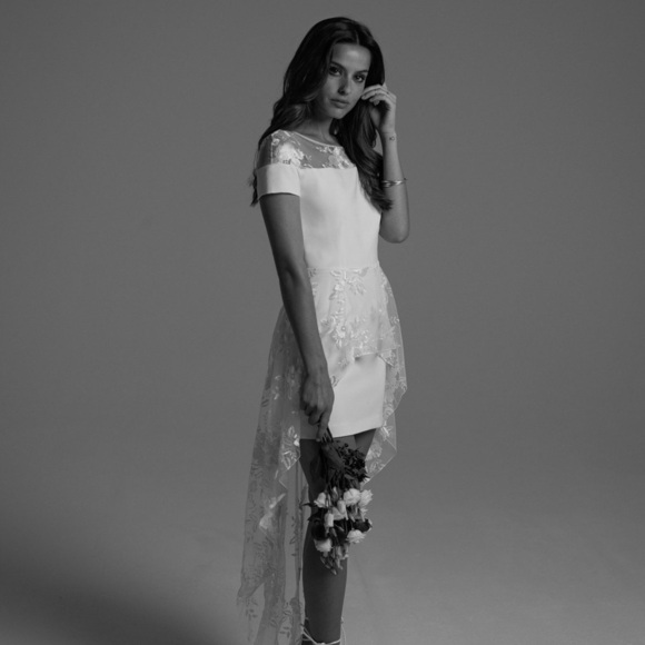 RIME ARODAKY Halcyon Tulle High Low Bridal Dress White Sz S - Picture 7 of 7